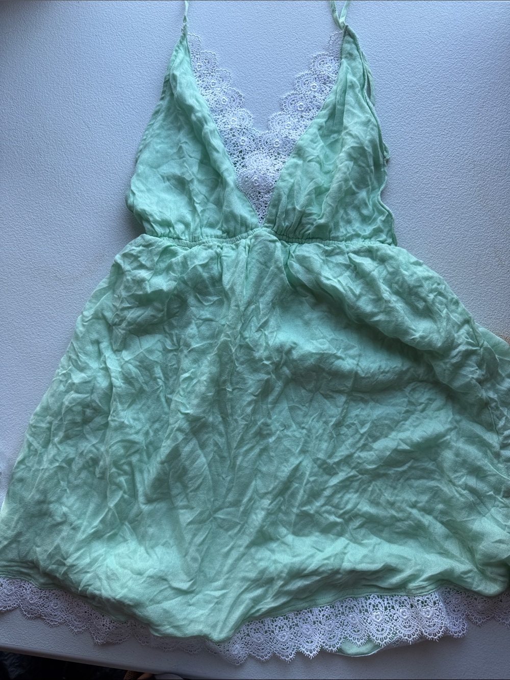Tobi Mint Green Lace-Trim Slip Chemise